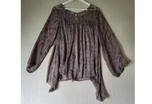 Silk Blend Floral Boho Top L